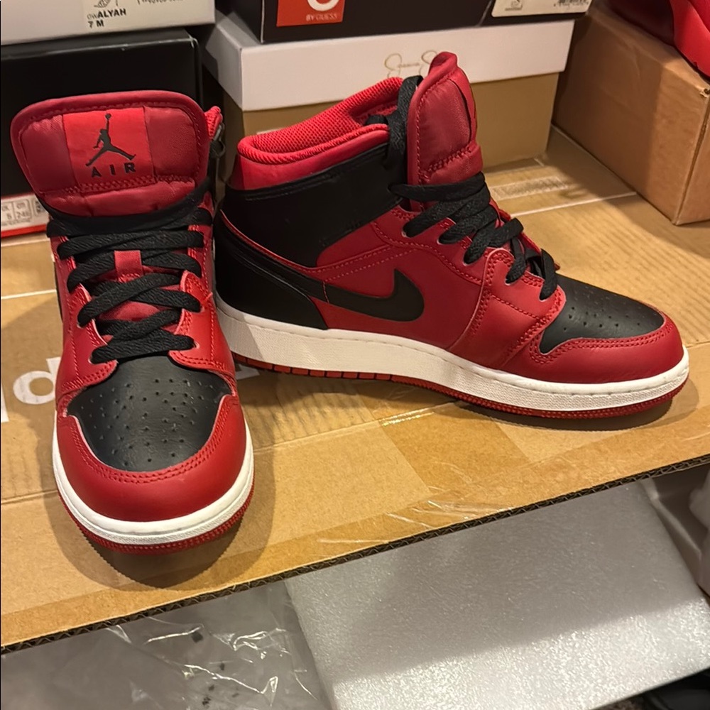 Jordan Kids' Red and Black Sneakers